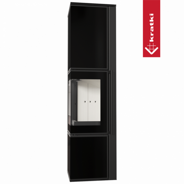 Печь Kratki PRO TORA/L 8 кВт, чёрное стекло (Белая футеровка, с доводчиком)