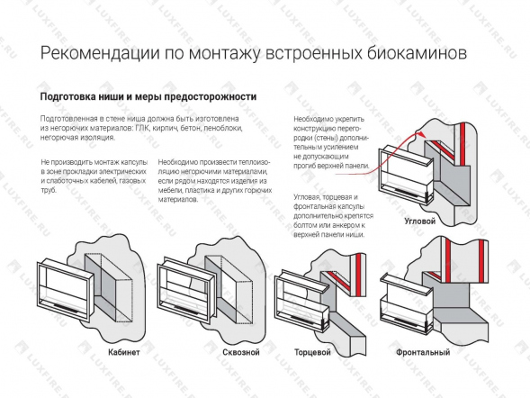 Встроенный биокамин Lux Fire Сквозной 530 S
